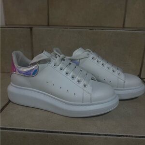 Alexander McQueen White Sneakers with Iridescent Accent